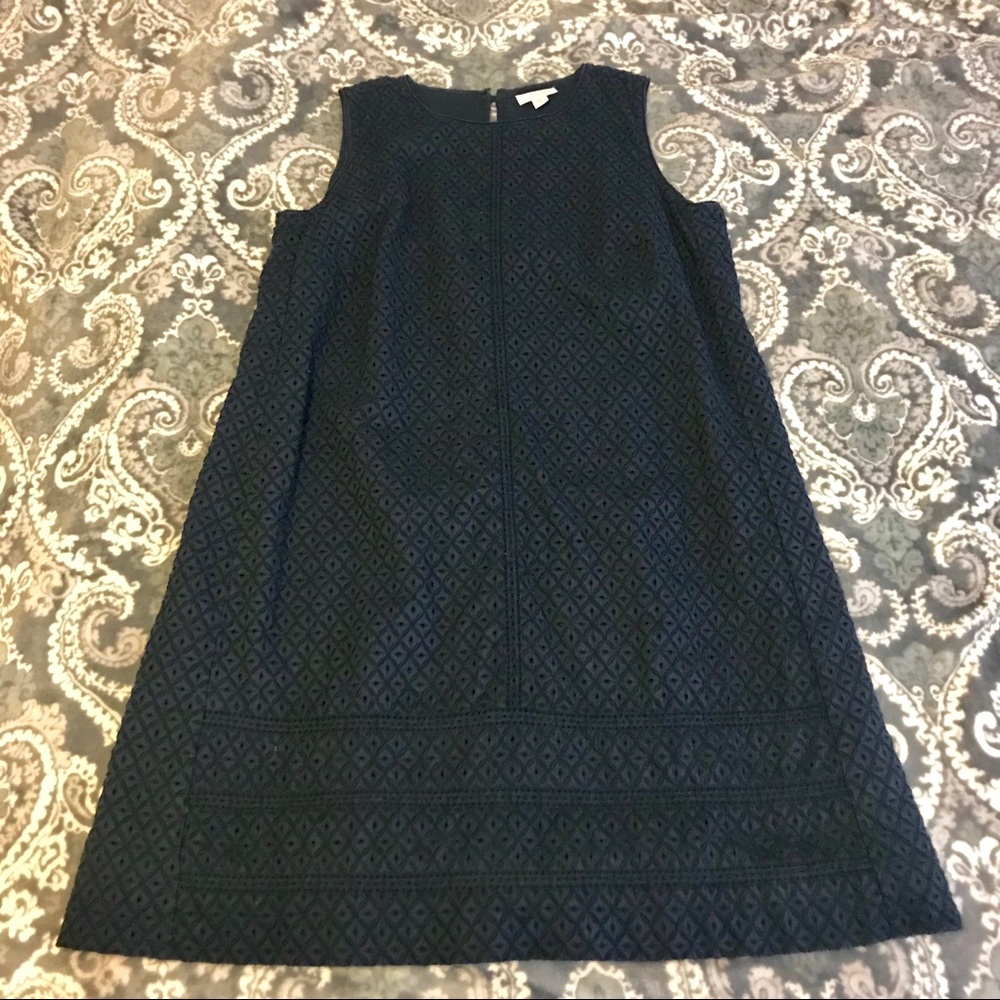 J. Jill Navy Blue Eyelet A-line Dress
